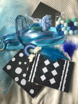 Blue Sensory Bundle Box Ribbon Ring Scarf Cards Handmade Baby Boy Gift