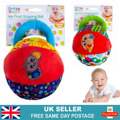 Baby Soft Fabric Ball Rattle | Newborn Sensory Crib Toy | 0-36 Months Infant UK